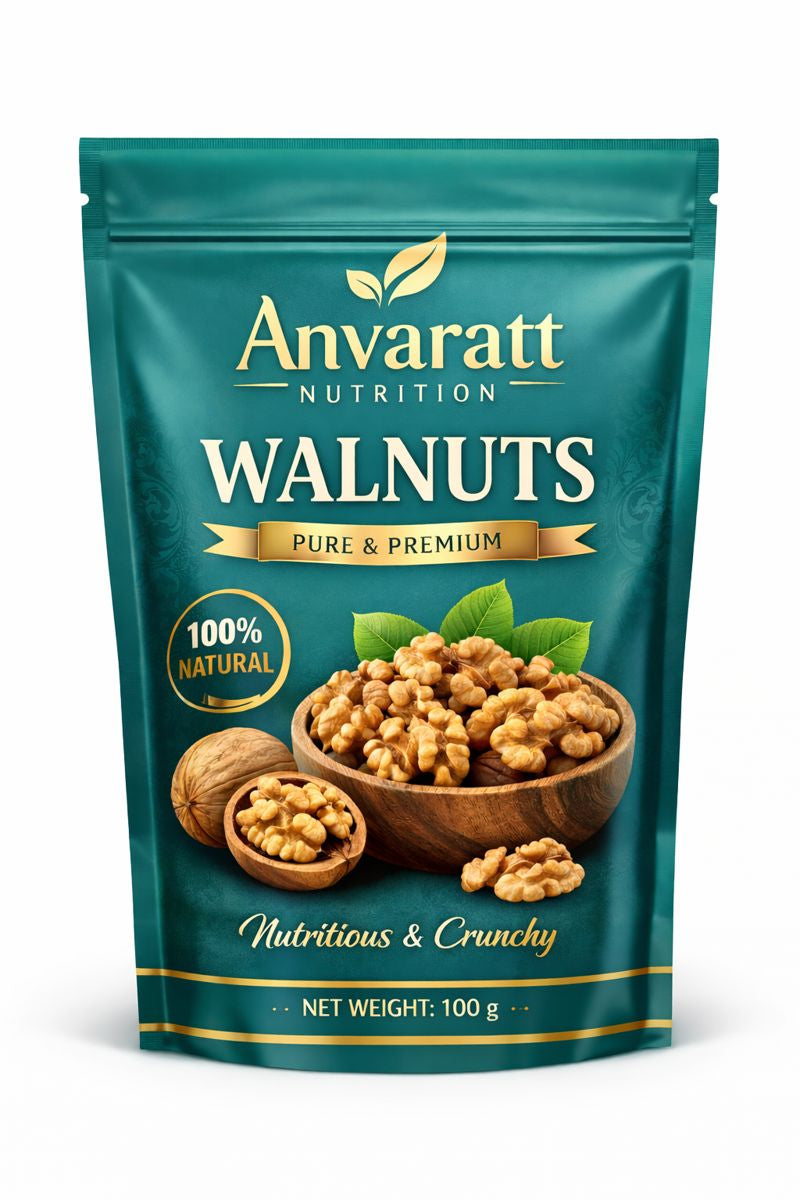 Anvaratt Nutrition Premium Walnuts (Akhrot) – 100% Natural & Nutritious | 100 g