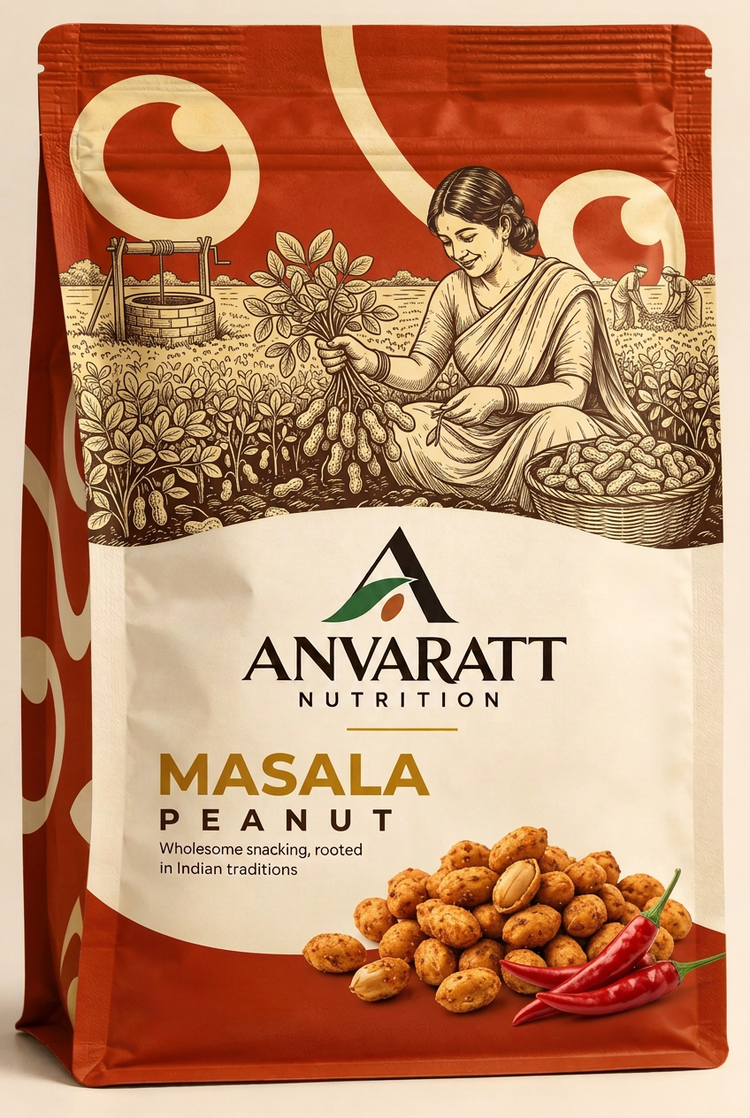 Anvaratt Nutrition Masala Peanut red pouch (illustrative mockup)