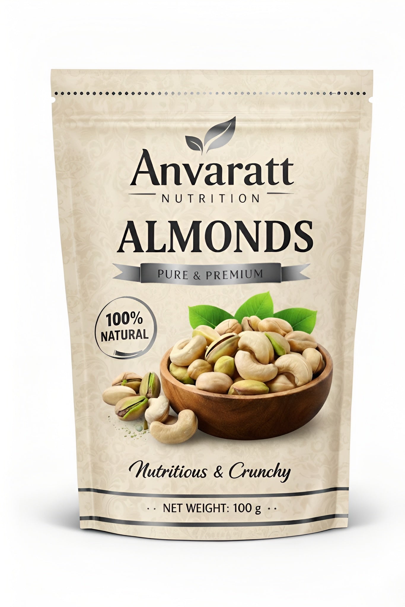 Anvaratt Nutrition Premium Almonds (Badam) – Pure & Natural | 100 g